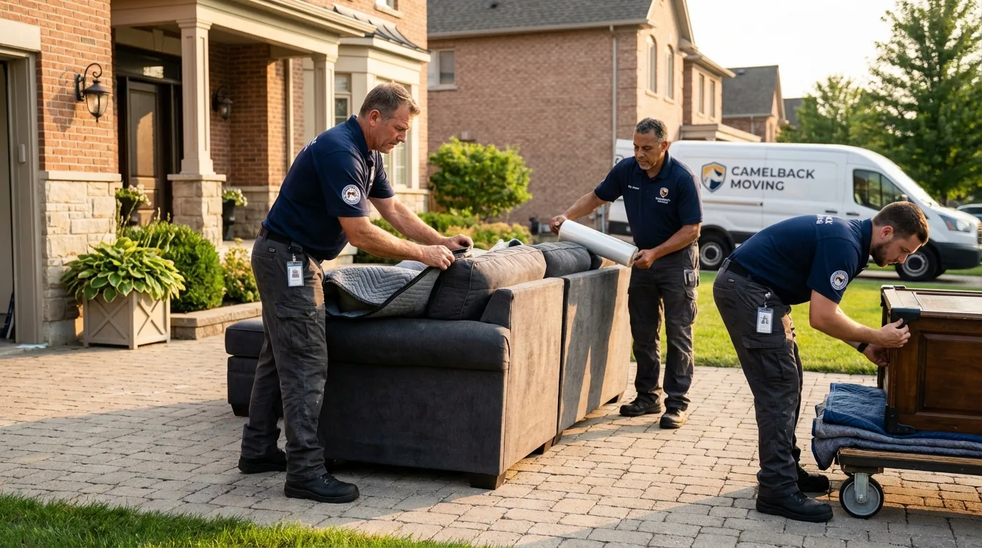Large estate moving crew wrapping furniture in Spencer, OK
